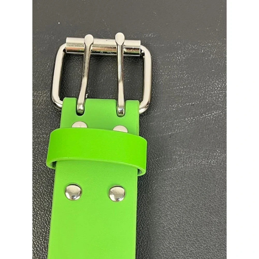 Y2K Retro Neon Green Moto Belt with Metal Grommet Accents‎ Size 2XL